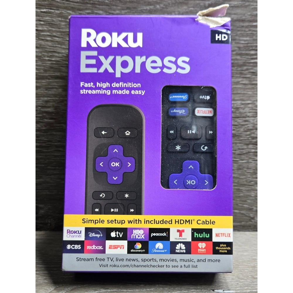 Roku Express HD 1080p Streaming Media Player Remote HDMI Cable Open Box 3960R